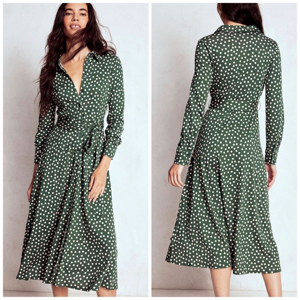 NWT Boden Marcia Jersey Shirt Dress Polka Dot 6R